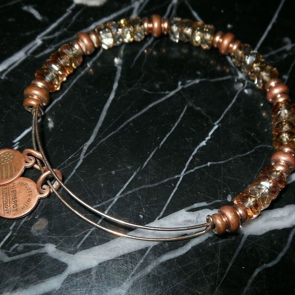 Alex And Ani Bracelet Copper Glass Beads Charms - Picture 3 of 5